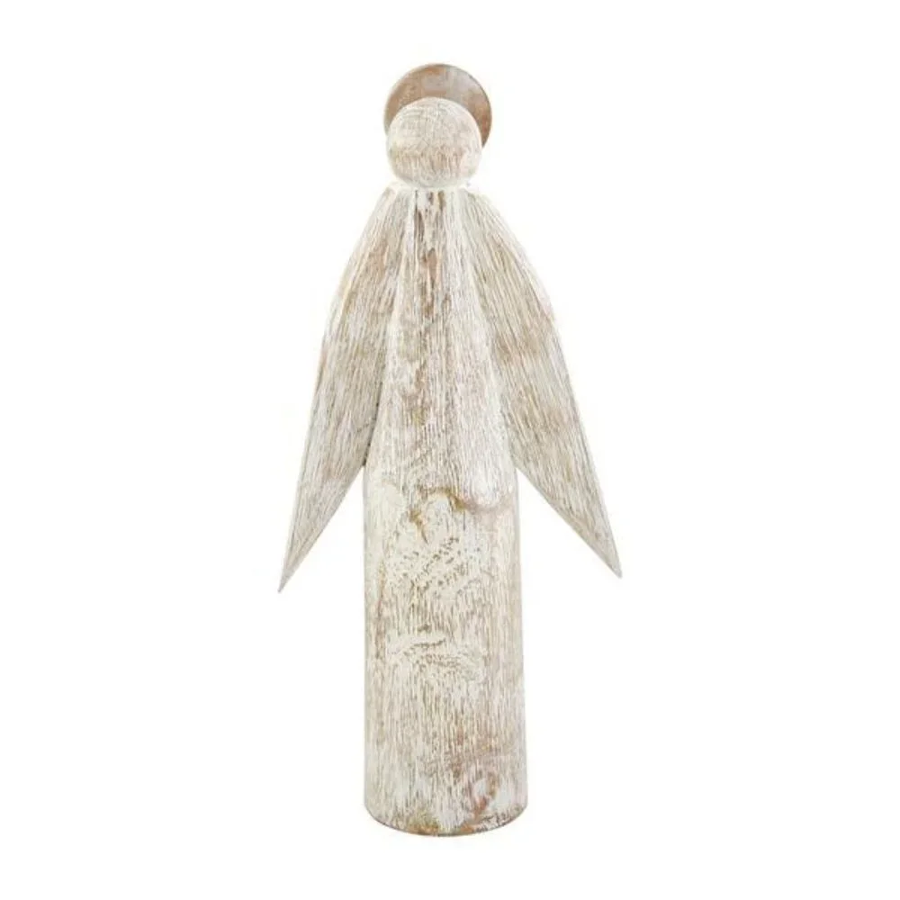 Mud Pie Large White Wood Angel Figurine/NWT